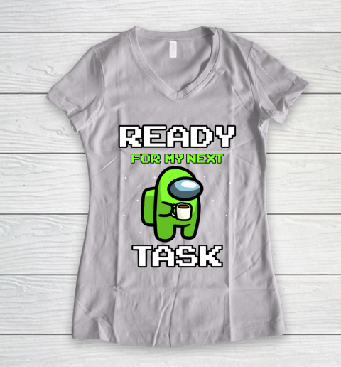 Among Us Shirt Ready For Work Green Women's V-Neck T-Shirt