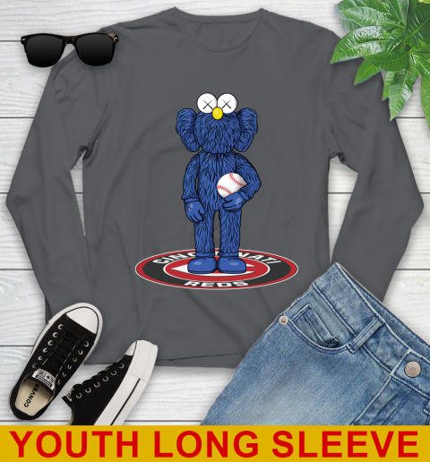MLB Baseball Cincinnati Reds Kaws Bff Blue Figure Shirt Youth Long Sleeve 9