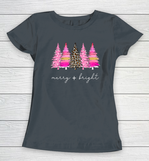 Merry and Bright Shirt Leopard Christmas Tree Christmas Costume Women's T-Shirt 3