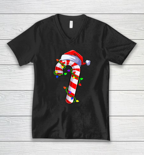 Candy Cane Crew Santa Christmas V-Neck T-Shirt