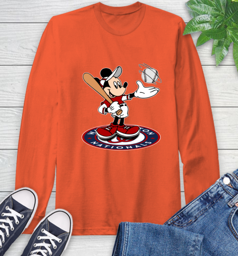 MLB Baseball Washington Nationals Cheerful Mickey Disney Shirt Long Sleeve T-Shirt 5
