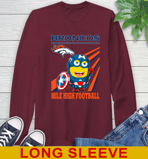 NFL Football Denver Broncos Captain America Marvel Avengers Minion Shirt Long Sleeve T-Shirt 7