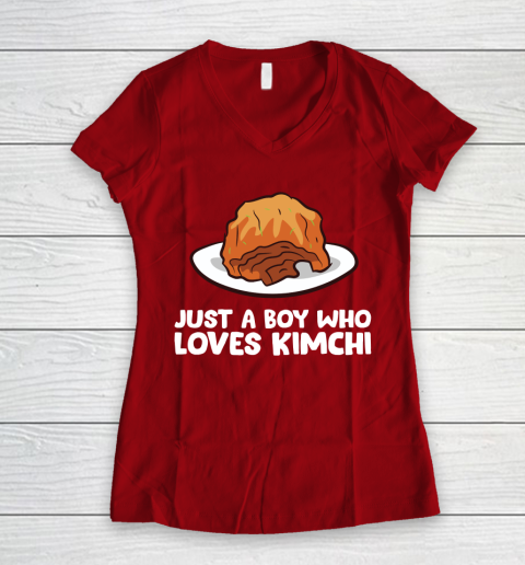 Just a Boy Who Loves Kimchis Funny Kimchi Women's V-Neck T-Shirt 8