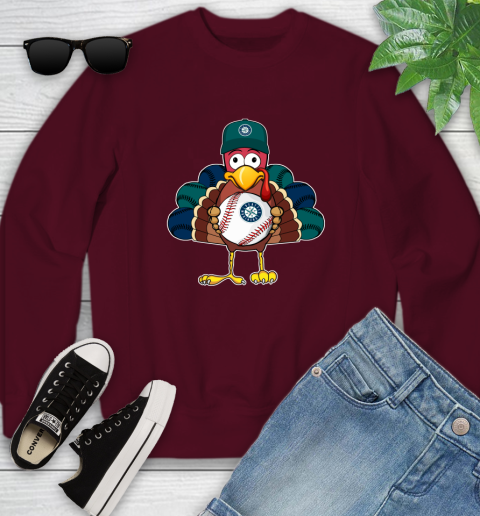 Seattle Mariners Turkey thanksgiving Youth Sweatshirt 5