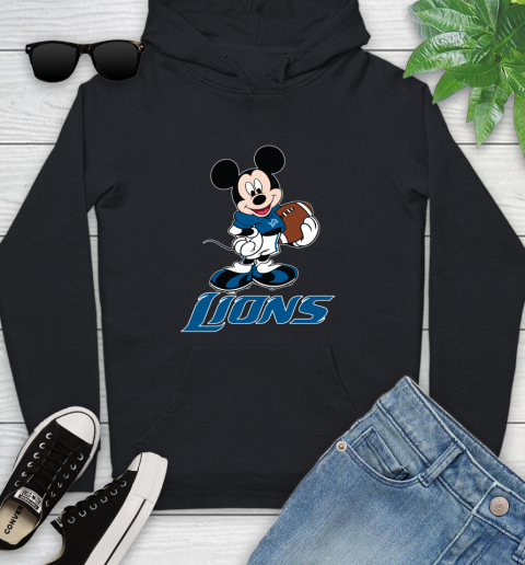 NFL Football Detroit Lions Cheerful Mickey Mouse Shirt Youth Hoodie
