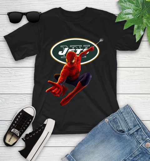 NFL Spider Man Avengers Endgame Football New York Jets Youth T-Shirt 2