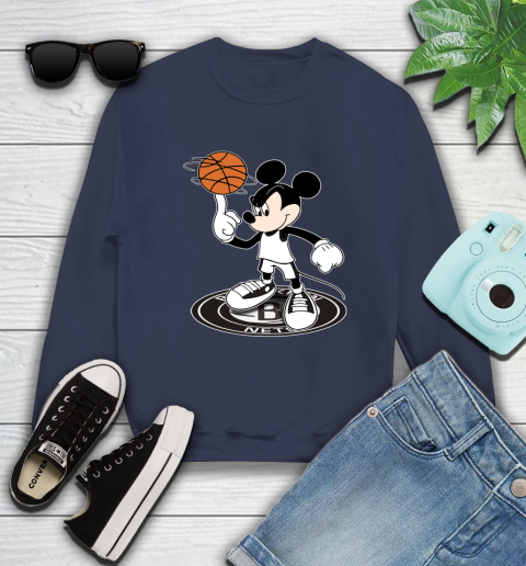 NBA Basketball Brooklyn Nets Cheerful Mickey Disney Shirt Sweatshirt 3