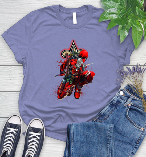 NFL Deadpool Marvel Comics Sports Football New Orleans Saints Women's T-Shirt 11
