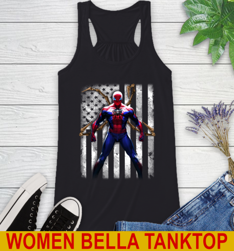 NHL Hockey Columbus Blue Jackets Spider Man Avengers Marvel American Flag Shirt Racerback Tank NHL Hockey Columbus Blue Jackets Spider Man Avengers Marvel American Flag Shirt Racerback Tank