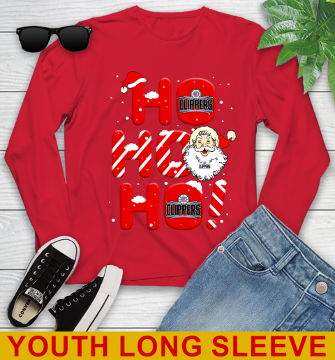 LA Clippers NBA Basketball Ho Ho Ho Santa Claus Merry Christmas Shirt Youth Long Sleeve 11