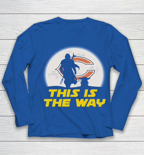 Chicago Bears NFL Football Star Wars Yoda And Mandalorian This Is The Way Youth Long Sleeve 7