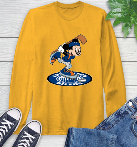 NHL Hockey Edmonton Oilers Cheerful Mickey Disney Shirt Long Sleeve T-Shirt 3