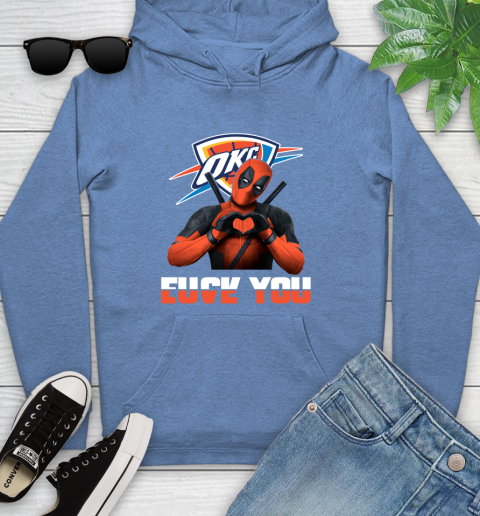 NBA Oklahoma City Thunder Deadpool Love You Fuck You Basketball Sports Youth Hoodie 13
