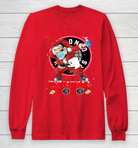 Toronto Raptors Funny Santa Claus Dabbing Christmas 2020 NBA Long Sleeve T-Shirt 7