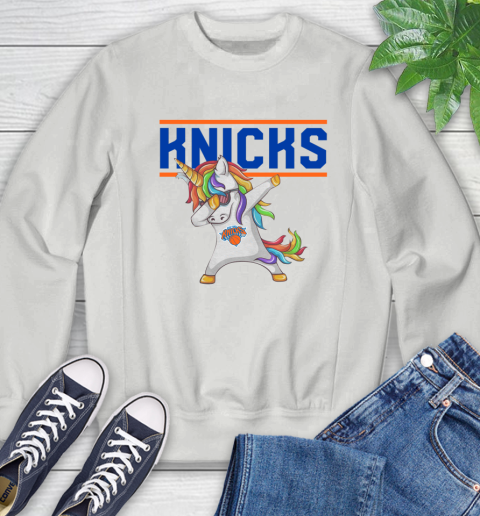New York Knicks NBA Basketball Funny Unicorn Dabbing Sports Sweatshirt 5