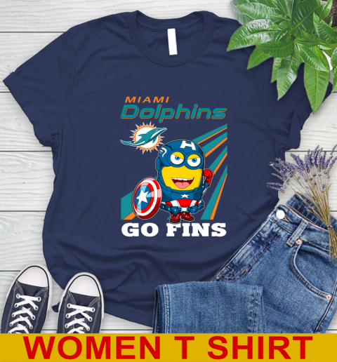 NFL Football Miami Dolphins Captain America Marvel Avengers Minion Shirt Women's T-Shirt 12