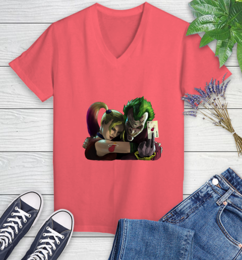Miami Heat NBA Basketball Joker Harley Quinn Suicide Squad Women's V-Neck T-Shirt 7 Miami Heat NBA Basketball Joker Harley Quinn Suicide Squad Women's V-Neck T-Shirt - Image 7