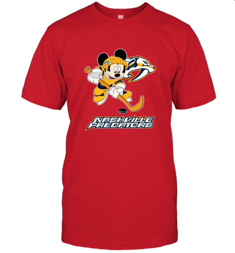 NHL Hockey Mickey Mouse Team Nashville Predators Unisex Jersey Tee
