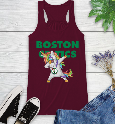 Boston Celtics NBA Basketball Funny Unicorn Dabbing Sports Racerback Tank 3