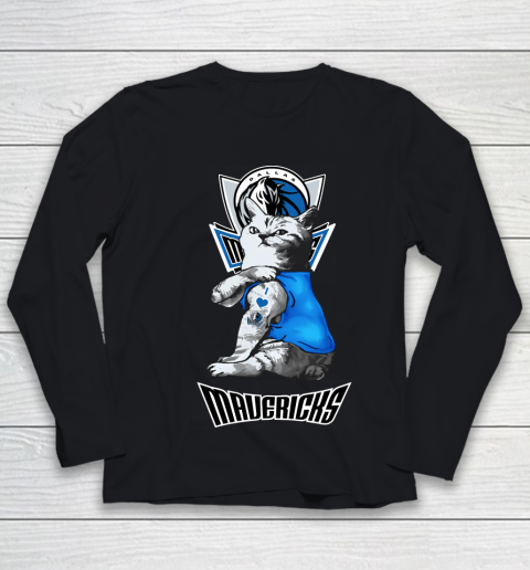 NBA Basketball My Cat Loves Dallas Mavericks Youth Long Sleeve