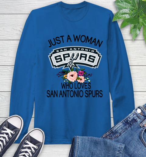 NBA Just A Woman Who Loves San Antonio Spurs Basketball Sports Long Sleeve T-Shirt 7