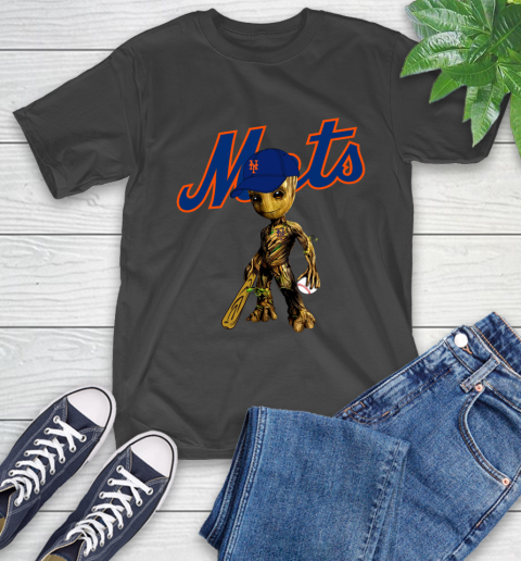 MLB New York Mets Groot Guardians Of The Galaxy Baseball T-Shirt 2
