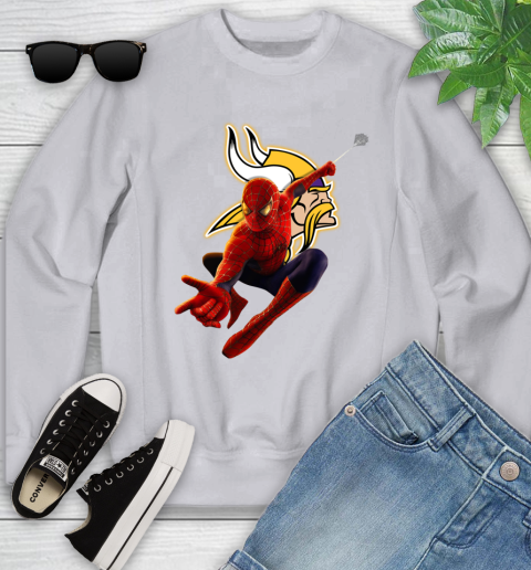 NFL Spider Man Avengers Endgame Football Minnesota Vikings Youth Sweatshirt - Image 5