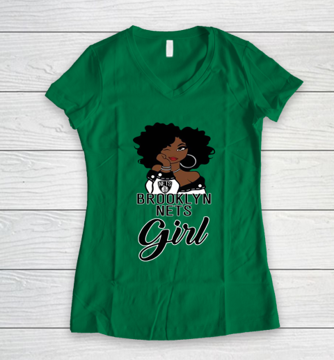 Brooklyn Nets Girl NBA Women's V-Neck T-Shirt 5