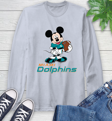 NFL Football Miami Dolphins Cheerful Mickey Mouse Shirt Long Sleeve T-Shirt 6