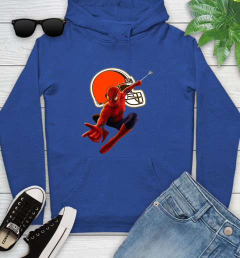 NFL Spider Man Avengers Endgame Football Cleveland Browns Youth Hoodie 9