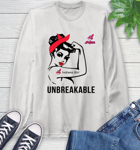 MLB Cleveland Indians Girl Unbreakable Baseball Sports Long Sleeve T-Shirt