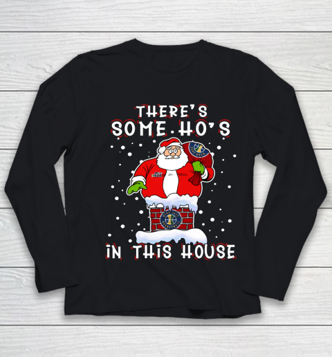 Utah Jazz Christmas There Is Some Hos In This House Santa Stuck In The Chimney NBA Youth Long Sleeve