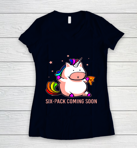 Unicorn Six Pack Funny Cute Shirt Coming Soon Fat Unicorn Women's V-Neck T-Shirt 2