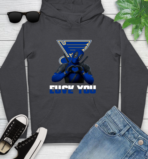 NHL St.Louis Blues Deadpool Love You Fuck You Hockey Sports Youth Hoodie 8