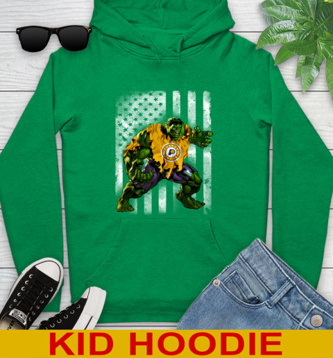 Indiana Pacers Hulk Marvel Avengers NBA Basketball American Flag Youth Hoodie 8