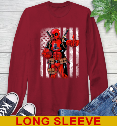 MLB Baseball Kansas City Royals Deadpool American Flag Shirt Long Sleeve T-Shirt 9