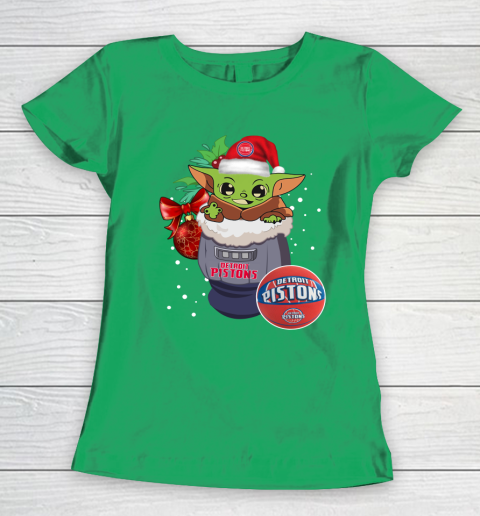 Detroit Pistons Christmas Baby Yoda Star Wars Funny Happy NBA Women's T-Shirt