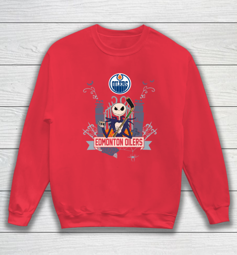 NHL Edmonton Oilers Hockey Jack Skellington Halloween Sweatshirt 7