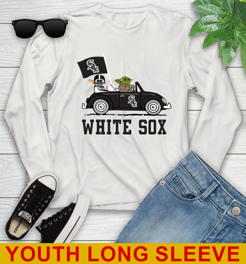 MLB Baseball Chicago White Sox Darth Vader Baby Yoda Driving Star Wars Shirt Youth Long Sleeve 12