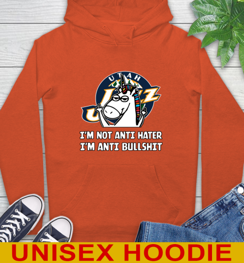 Utah Jazz NBA Basketball Unicorn I'm Not Anti Hater I'm Anti Bullshit Hoodie 5