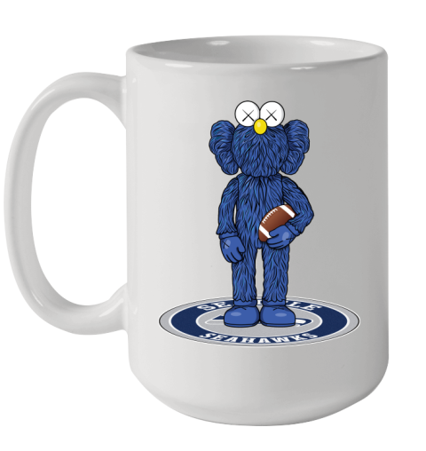 NFL Football Seattle Seahawks Kaws Bff Blue Figure Shirt Ceramic Mug 15oz