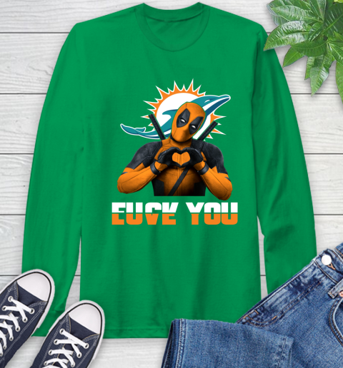 NHL Miami Dolphins Deadpool Love You Fuck You Football Sports Long Sleeve T-Shirt 8