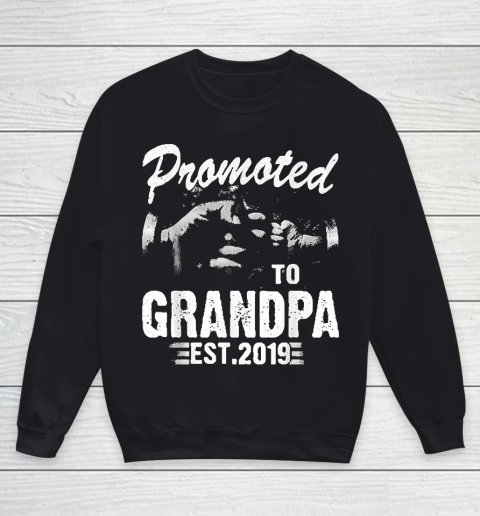 Grandpa Funny Gift Apparel  Promoted To Grandpa Est 2019 First Time New Youth Sweatshirt