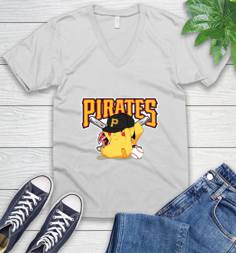 MLB Pikachu Baseball Sports Pittsburgh Pirates V-Neck T-Shirt