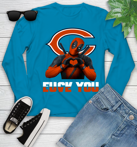 NHL Chicago Bears Deadpool Love You Fuck You Football Sports Youth Long Sleeve 8