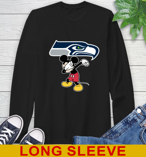 Seattle Seahawks NFL Football Dabbing Mickey Disney Sports Long Sleeve T-Shirt 2