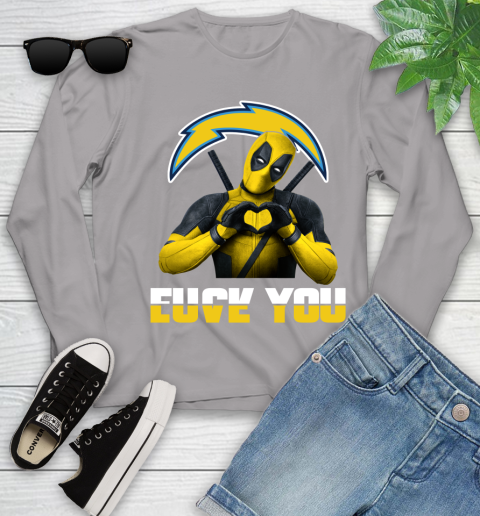 NHL San Diego Chargers Deadpool Love You Fuck You Football Sports Youth Long Sleeve 5