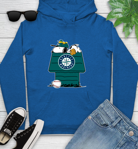 MLB Seattle Mariners Snoopy Woodstock The Peanuts Movie Baseball T Shirt Youth Hoodie 9