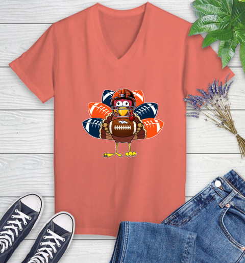 Denver Broncos Turkey Thanksgiving Day Women's V-Neck T-Shirt 6
