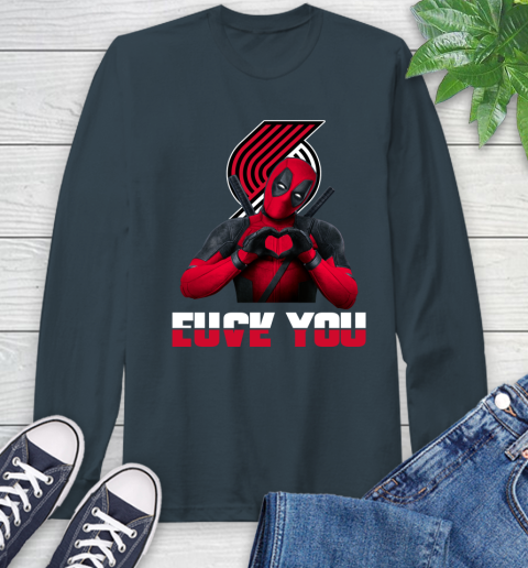 NBA Portland Trail Blazers Deadpool Love You Fuck You Basketball Sports Long Sleeve T-Shirt 9
